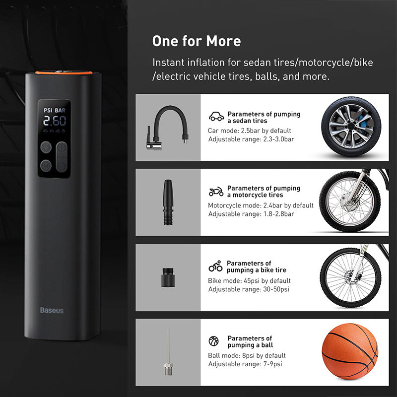 Baseus Portable Tire Inflator with Digital Display
