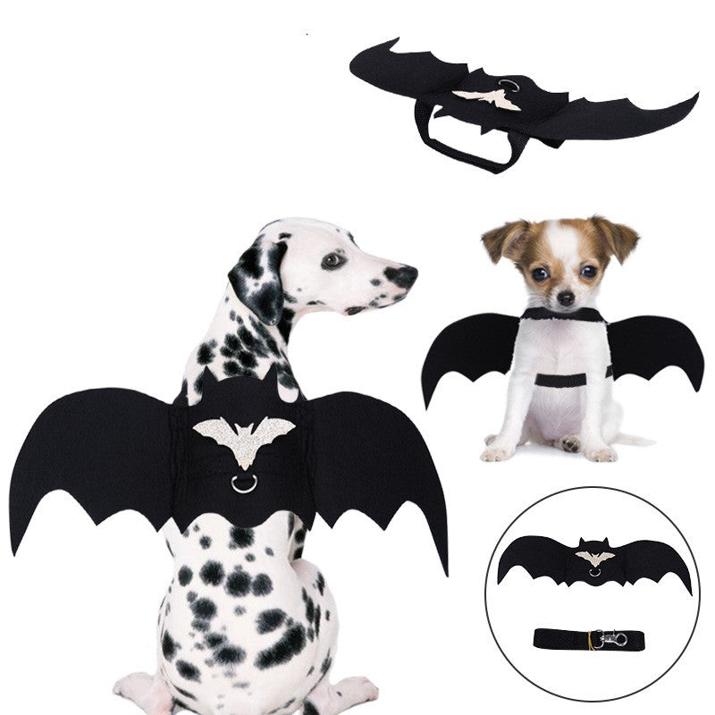 Halloween Pet Leash with Felt Bat Costume Design